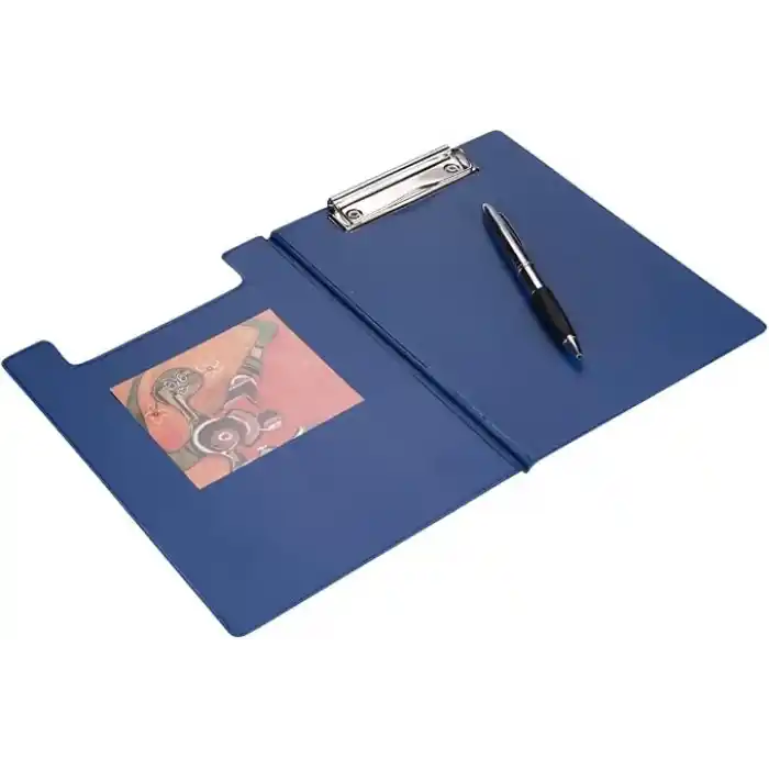 2K A5 KÜÇÜK EBAT Kapaklı Sekreterlik Pvc 100 Yaprak Kapasiteli A5 Clip Board 17,5x24 cm. MAVİ