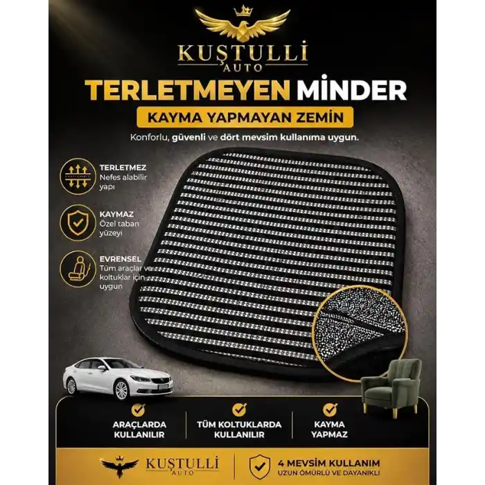 Terletmeyen Kaydırmaz Tekli Minder (Siyah/Beyaz)