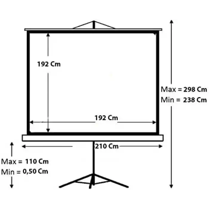 Codegen TX-20 200X200cm Tripod Ayaklı Taşınabilir Projeksiyon perdesi, Siyah