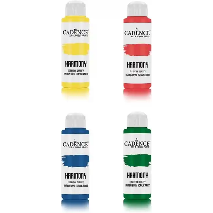 Cadence Ekonomik Akrilik Boya 4X120Ml Ana Renkler Avantajlı Paket Çok Renkli Tek Ebat