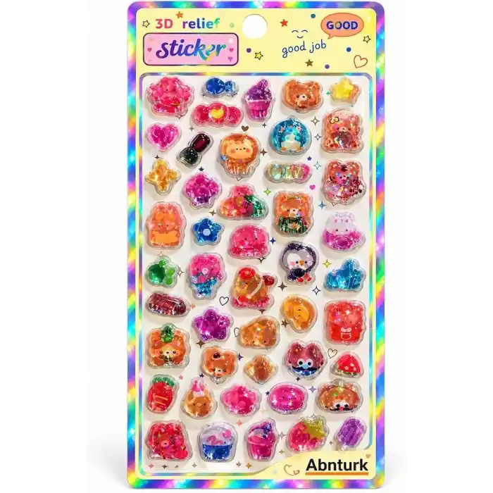 Kabartmalı Akrilik 3 Boyutlu Sticker Parlak Tasarımlı Yüksek Kaliteli Sevimli Figürlü 3D Sticker