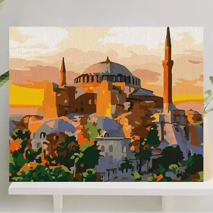 Palmiye Hobi Sanat Sayılarla Boyama Tuval Seti Fırça Boya Dahil (Çıtalı) 40x50 CM - Ayasofya