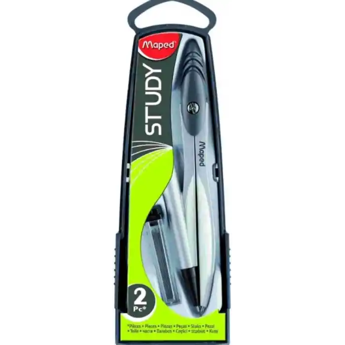 Maped Study Versatil Kalemli Pergel, 0,5 mm, Metal Halka, Ergonomik Baş, 2li Set