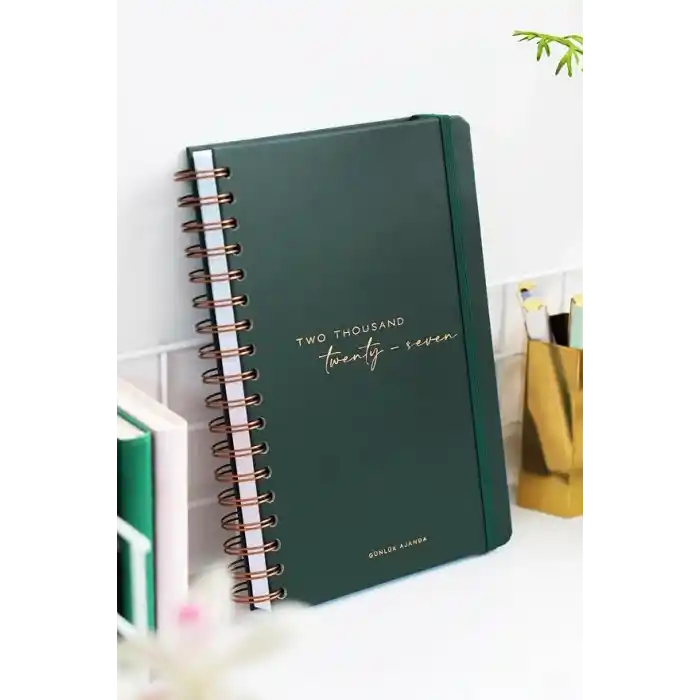 Matt Notebook 2027 Yılı Günlük Spiralli Ajanda 16x24 cm - 12 Aylık Two Thousand Twenty Seven