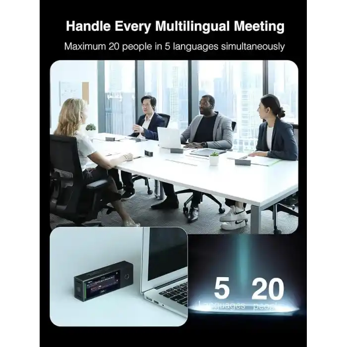 Timekettle X1 AI Interpreter Hub, bağımsız varlık, 40 dilden çift yönlü çeviri yapan kulaklıklar, 20 kişilik çok dilli toplantılar için eşzamanlı çeviri cihazı, ideal için