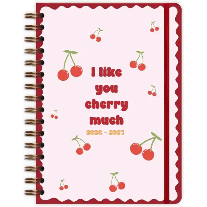 Matt Notebook 2026-2027 A5 Akademik Ajanda Spiralli 15x21 cm - 17 Aylık Kiraz