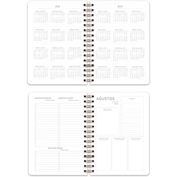 Matt Notebook 2026-2027 A5 Akademik Ajanda Spiralli 15x21 cm - 17 Aylık Kiraz