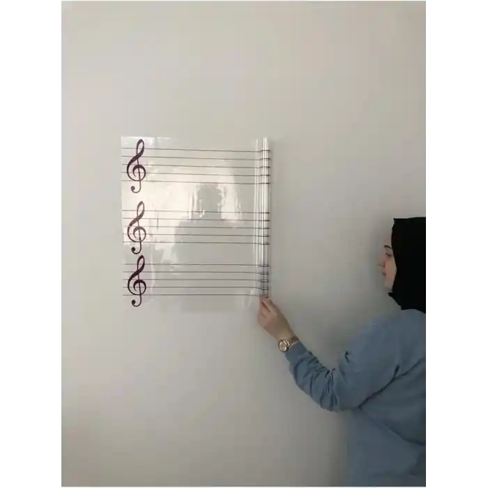 Nota Yazı Tahtası Sol Anahtarlı Ve Nota Çizgili Porteli Akıllı Kağıt Tahta Kalem Hediyeli Beyaz