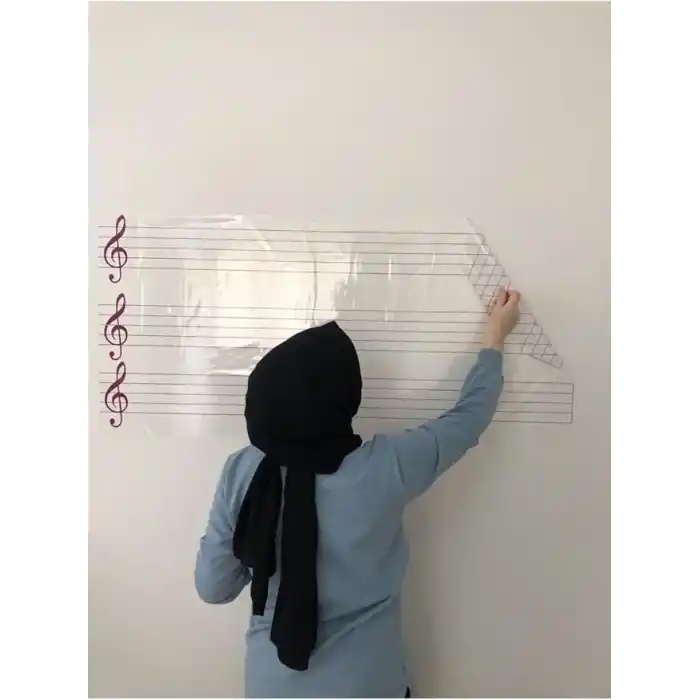 Nota Yazı Tahtası Sol Anahtarlı Ve Nota Çizgili Porteli Akıllı Kağıt Tahta Kalem Hediyeli Beyaz