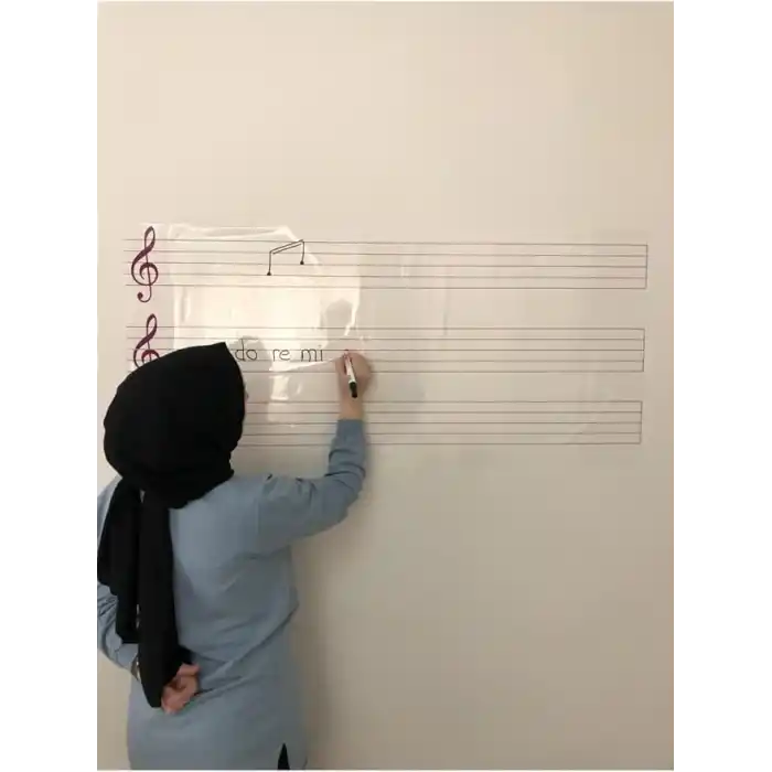 Nota Yazı Tahtası Sol Anahtarlı Ve Nota Çizgili Porteli Akıllı Kağıt Tahta Kalem Hediyeli Beyaz
