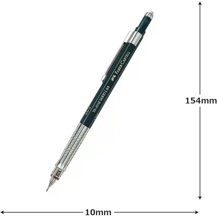 Faber-Castell Vario Lüx Versatil Kalem, 0.5 mm Uç, Sertlik Ayarlı Metal Uç, Silgili, Ergonomik Tutuş, Yeşil