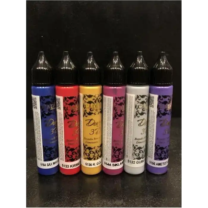 Cadence 3D Boncuk Boya 6 Lı Set 3 / Boyutlu Boya 25 Ml X 6 Adet 3D Boncuk Boya Set Çok Renkli Tek Ebat,54-33-36-44-32-56 eh1510