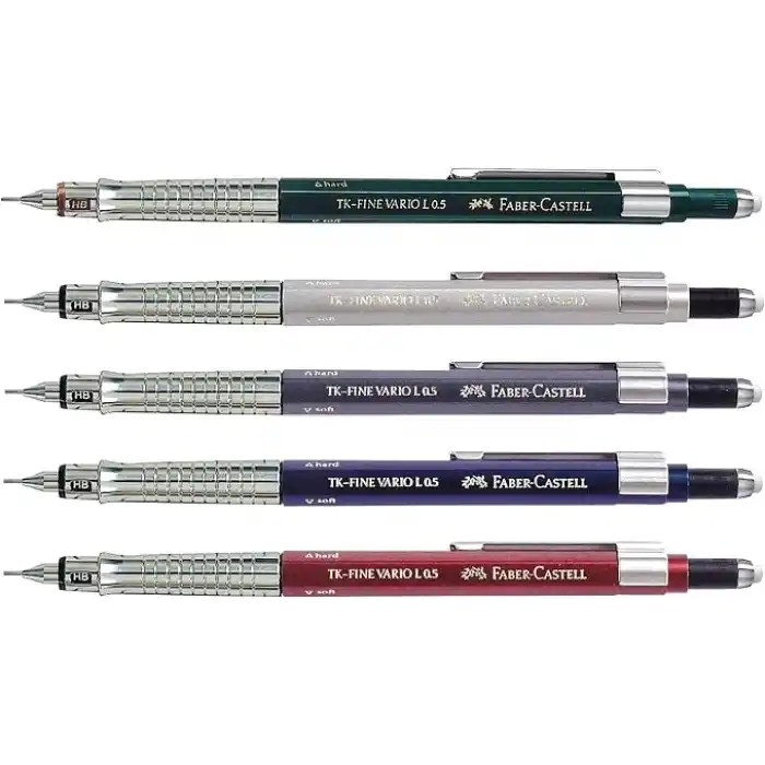 Faber-Castell Vario Lüx Versatil Kalem, 0.5 mm Uç, Sertlik Ayarlı Metal Uç, Silgili, Ergonomik Tutuş, Yeşil