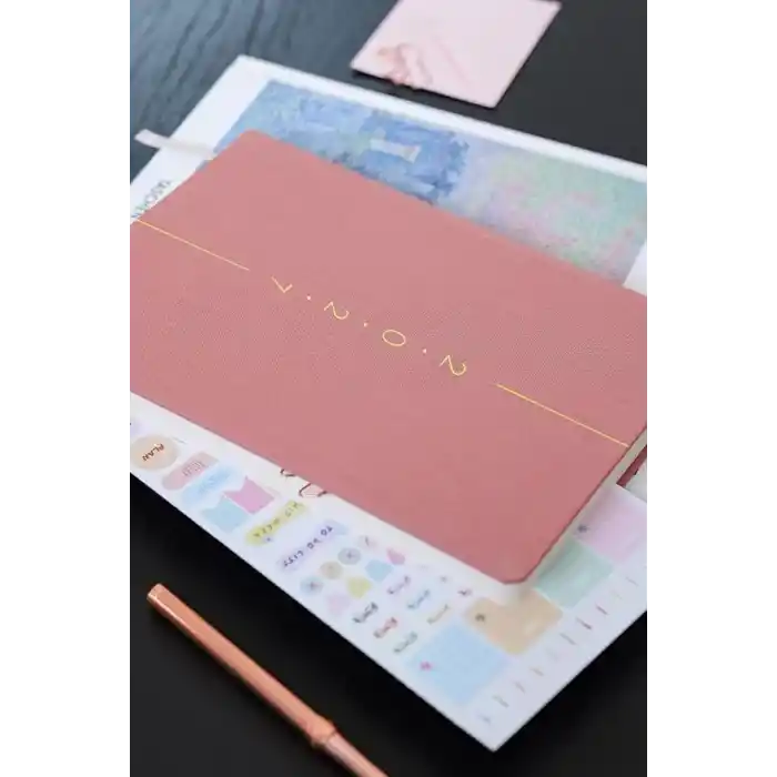 Matt Notebook 2027 Yılı A5 Keten Haftalık Ajanda 15x21 cm - 12 Aylık Pembe