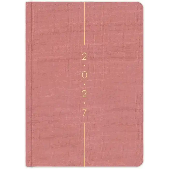 Matt Notebook 2027 Yılı A5 Keten Haftalık Ajanda 15x21 cm - 12 Aylık Pembe