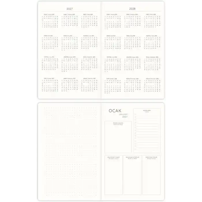 Matt Notebook 2027 Yılı A5 Keten Haftalık Ajanda 15x21 cm - 12 Aylık Pembe