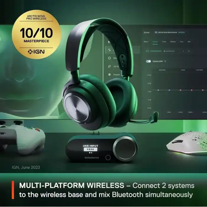 SteelSeries Arctis Nova Pro X Wireless Xbox Multi-Platform Gaming Kulaklık - Hi-Fi Ses Sürücüleri - Aktif Gürültü Giderme - Gen2 Clearcast Mikrofon - Xbox, PC, PS5, PS4, Switch, Mobil