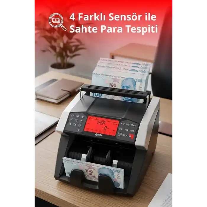 Aprilla Abc-8820 Para Sayma Makinesi | 1000 Adet/Dk & Sahte Para Tespit & Müşteri Ekranı