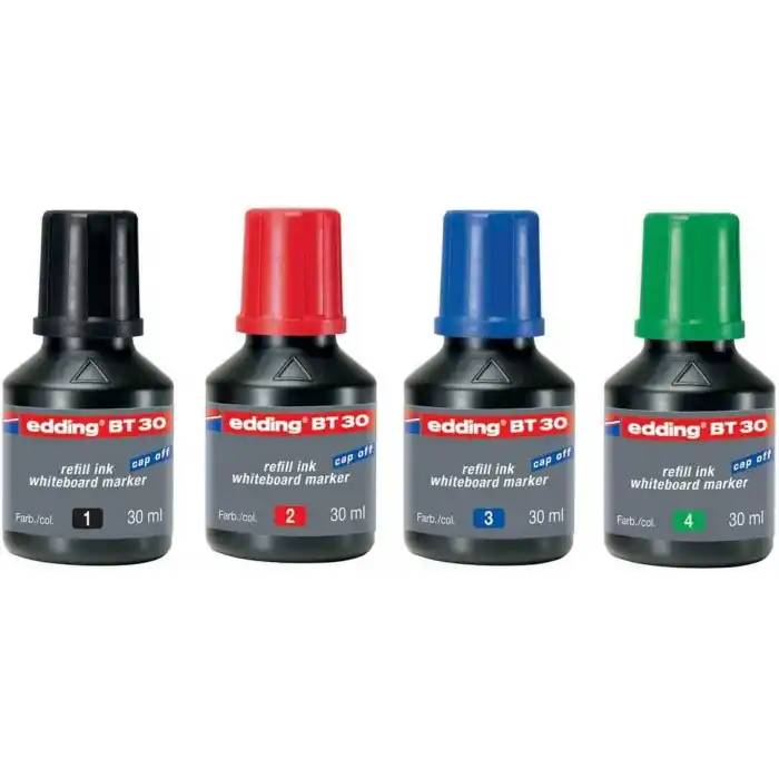 Edding BT-30 Beyaz Tahta Kalem Mürekkepi, 30 ml, 4 Renk