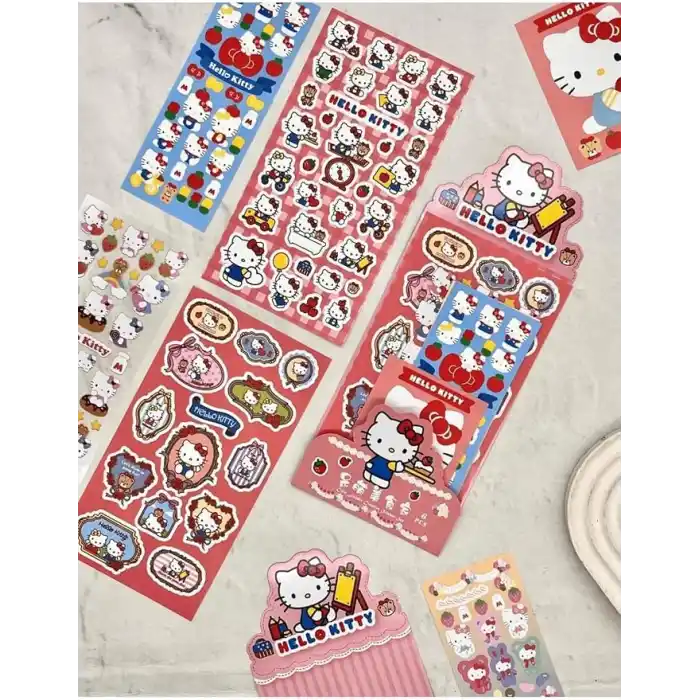 Sanrio Hello Kitty Karakteri 6 Yaprak Stıcker/Bullet Journal/Çıkartma Kirmizi 1512S680