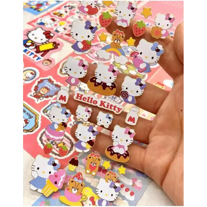 Sanrio Hello Kitty Karakteri 6 Yaprak Stıcker/Bullet Journal/Çıkartma Kirmizi 1512S680