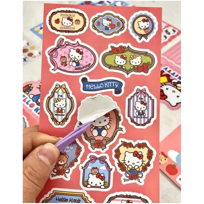 Sanrio Hello Kitty Karakteri 6 Yaprak Stıcker/Bullet Journal/Çıkartma Kirmizi 1512S680
