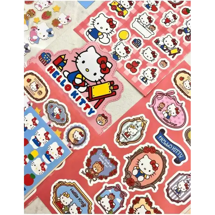 Sanrio Hello Kitty Karakteri 6 Yaprak Stıcker/Bullet Journal/Çıkartma Kirmizi 1512S680