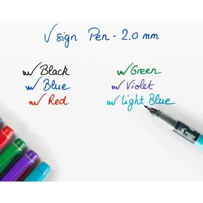 Pilot V-Signpen İmza Kalemi, Mavi, 2,0 mm Uç