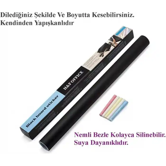 Yazı Tahtası H&f Kara Tahta Yazılabilir Rulo Yazı Tahtası Kendinden Yapışkanlı Silinen Sticker