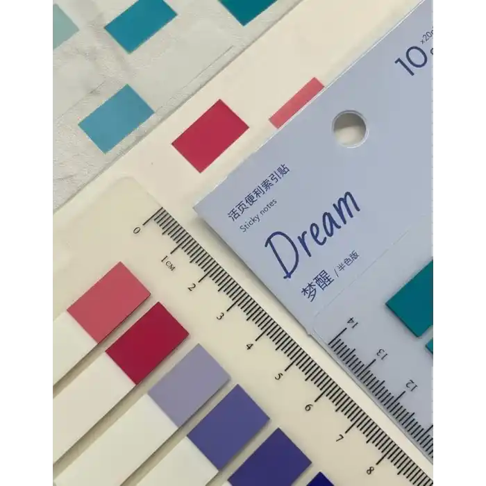 10 Yarım Renkli Cetvelli Dream Şeffaf Pet İndeks Sticker/İndex/Post-it/Postit/Kitap Ayracı/Not Kağıdı
