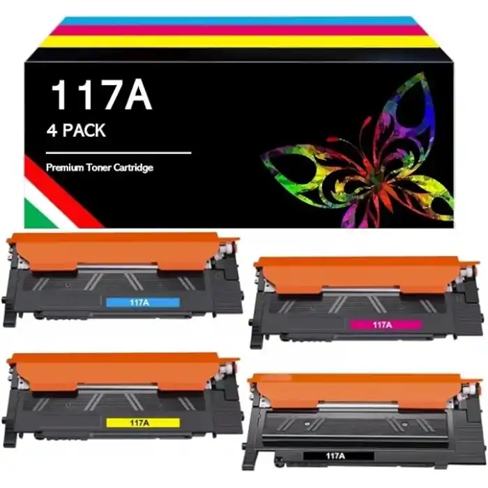 Toner Kartuşu HP 117A Renkli Lazer 150nw MFP 179fnw 178nw 150a 178nwg 179fwg 179 178 150 W2070A W2071A W2072A W2073A Yazıcı ile Uyumlu (Siyah Camgöbeği Sarı Macenta 4 adet paket) (bunl) (bun4 renkte)