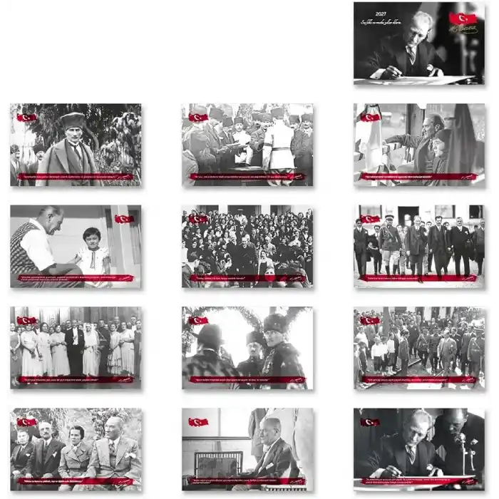 2027 Atatürk Piramit Masa Takvimi Masaüstü Takvim 21x17 cm