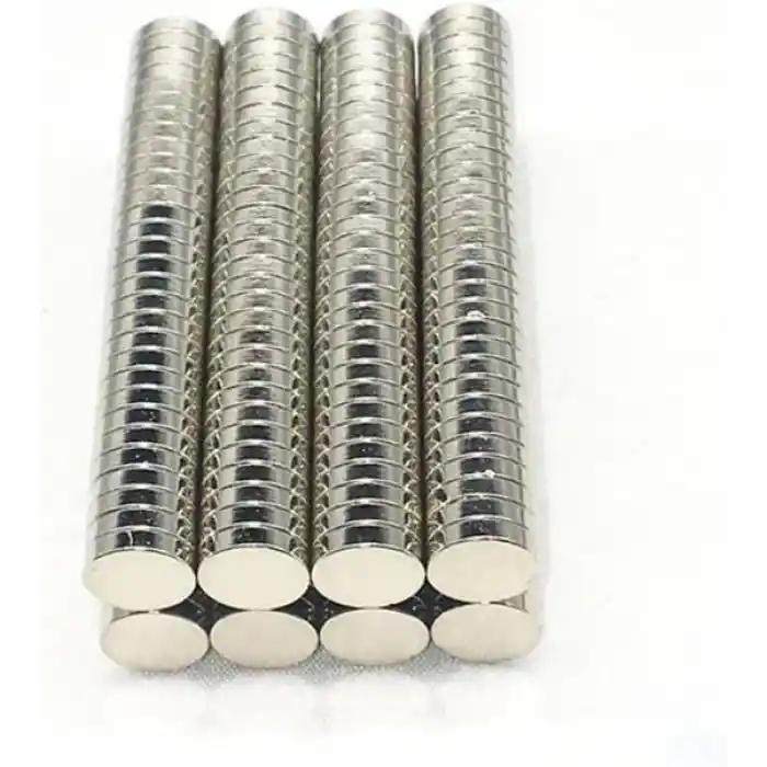 100 Adet 8x2mm Yuvarlak Güçlü Neodyum Mıknatıs (Çap 8 m m Kalınlık 2 mm)