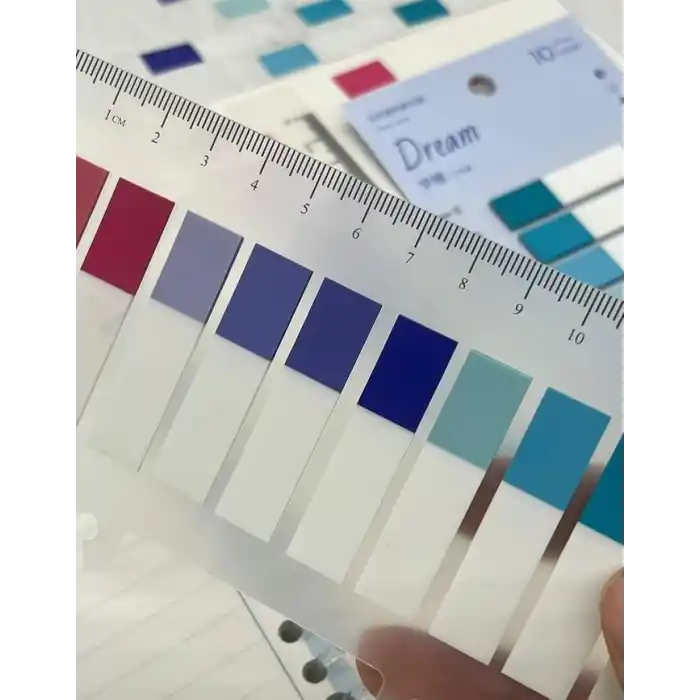 10 Yarım Renkli Cetvelli Dream Şeffaf Pet İndeks Sticker/İndex/Post-it/Postit/Kitap Ayracı/Not Kağıdı