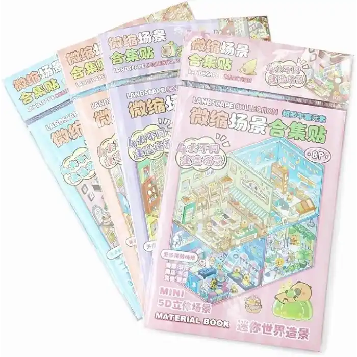 Dıy Kendin Yap Capybara 5D Sahne Sticker Seti – 8 Sayfa (4 Sahne + 4 Sticker)