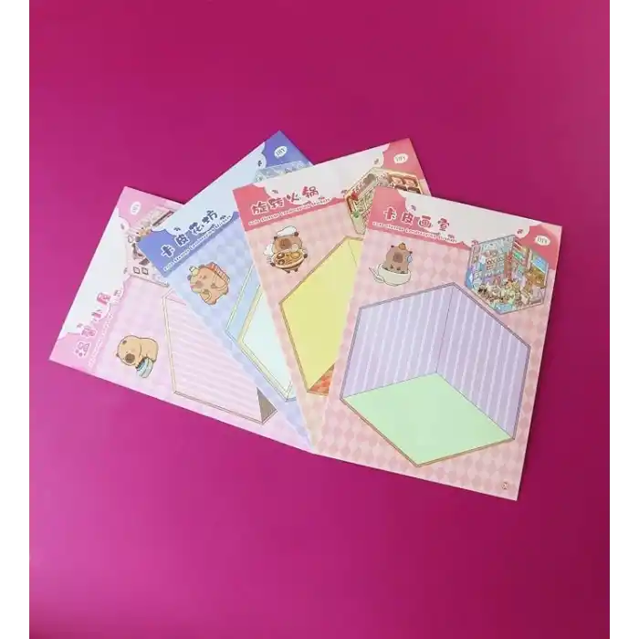 Dıy Kendin Yap Capybara 5D Sahne Sticker Seti – 8 Sayfa (4 Sahne + 4 Sticker)