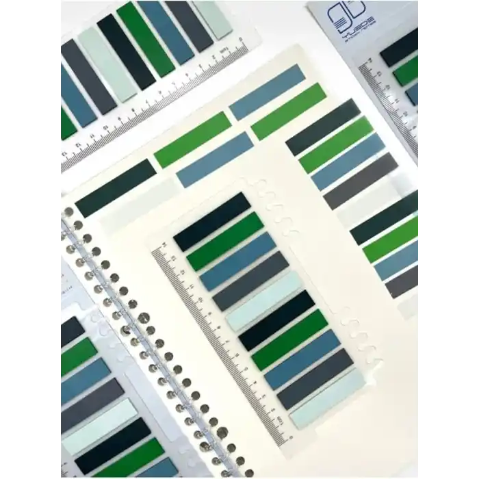 10 Renkli Cetvelli Gri ve Yeşil Tonları İndeks Sticker/İndex/Postit/Kitap Ayracı/Not Kağıdı