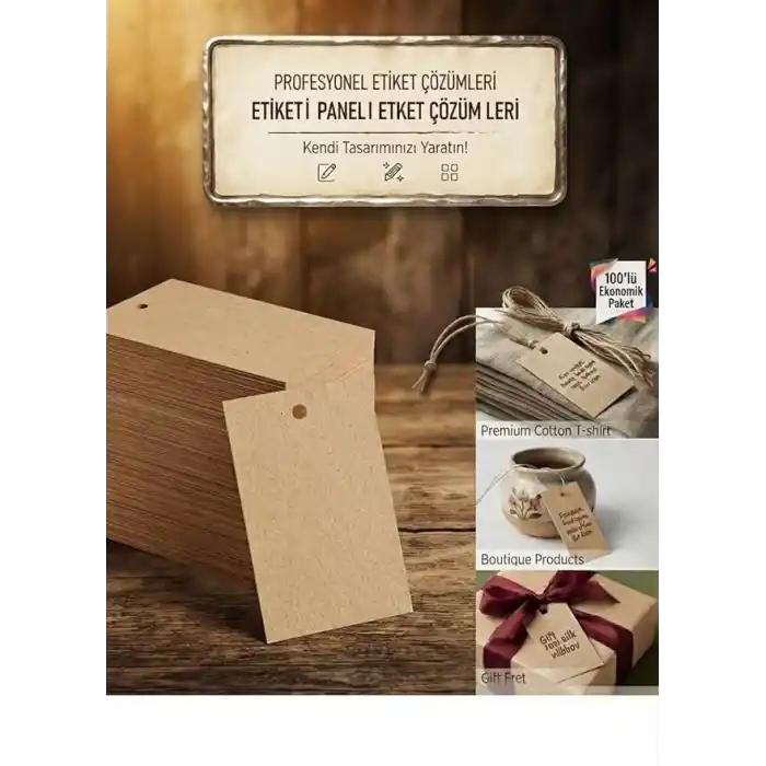 Premium Kraft İpli Fiyat Etiketi 100lü | Marka, Ürün ve Hediye Etiketi