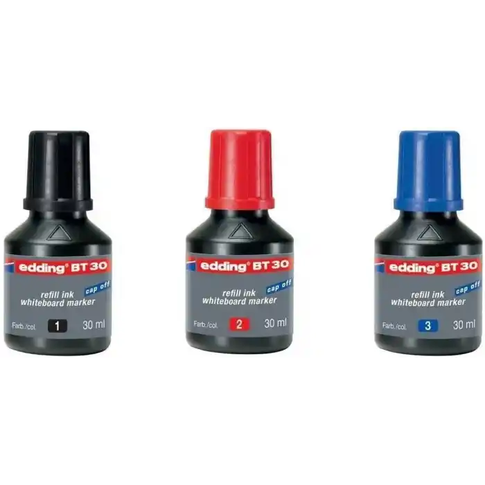 Edding BT-30 Beyaz Tahta Kalem Mürekkebi, 30 ml, 3 Renk