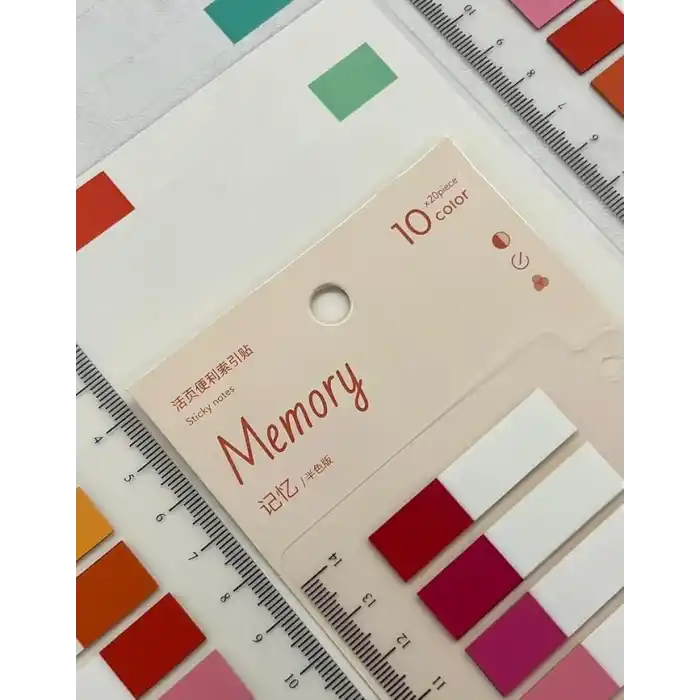 10 Yarım Renkli Cetvelli Memory Şeffaf Pet İndeks Sticker/İndex/Post-it/Postit/Kitap Ayracı/Not Kağıdı