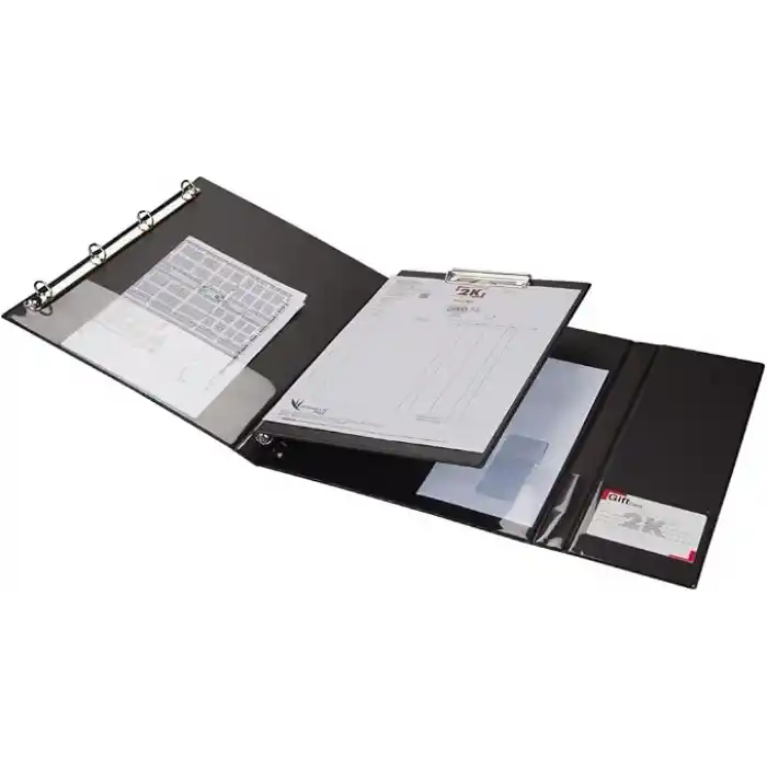 2K Çok Fonksiyonel Evrak Sunum Tanıtım Firma Klasörü Sekreterlik A4 4 Halkalı Ring Binder File 250 Yaprak Kapasiteli 27x33 cm. - Lacivert