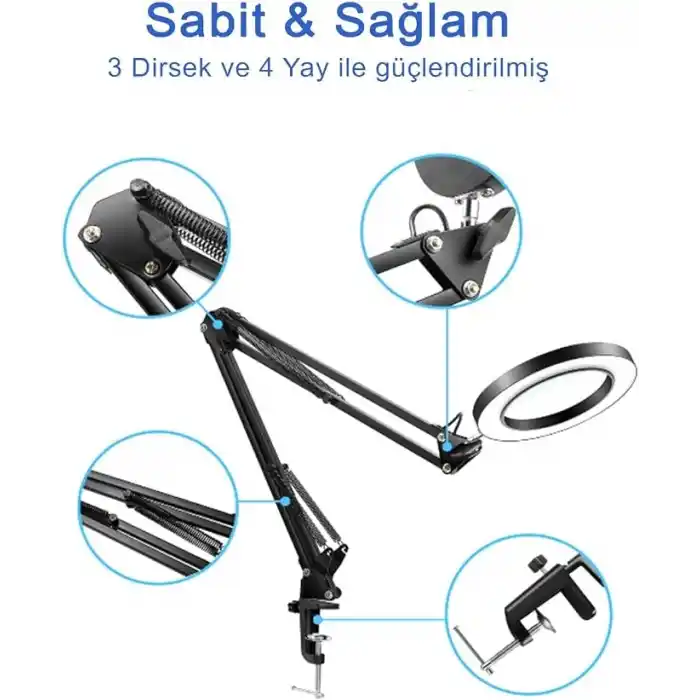 DailyTech Çok işlevli Masa Üstü Katlanabilir 5/8X ışıklı büyüteç
