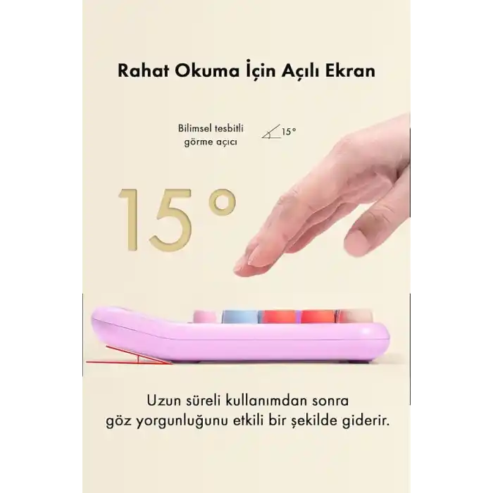 Renkli Hesap Makinesi - 12 Haneli Yuvarlak Tuşlu Mor Renk Hesap Makinesi - 4 Fonksiyonlu Pil Hediye