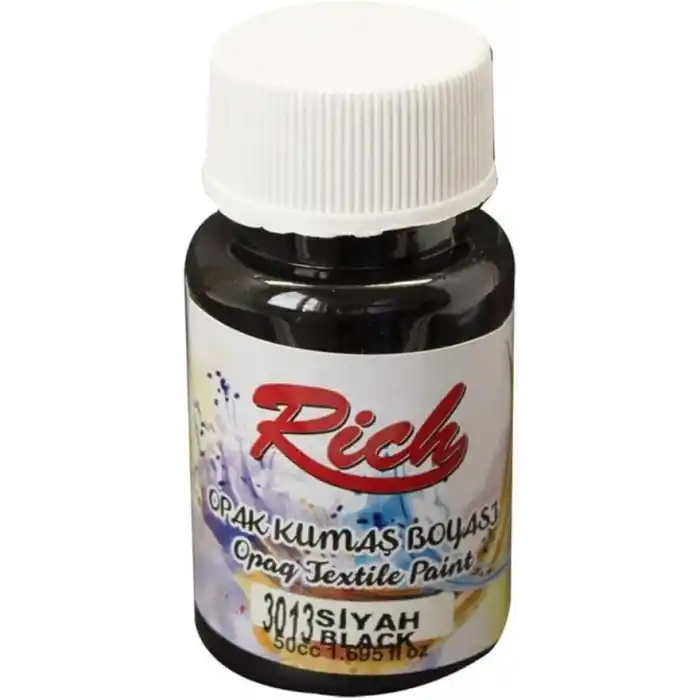 Rich Opak Kumaş Boyası 50cc - 3013 Siyah