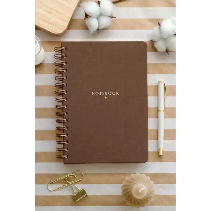 Matt Notebook A5 15x21 cm Spiralli Keten Not Defteri Kahverengi