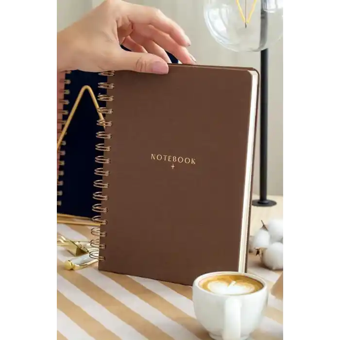Matt Notebook A5 15x21 cm Spiralli Keten Not Defteri Kahverengi