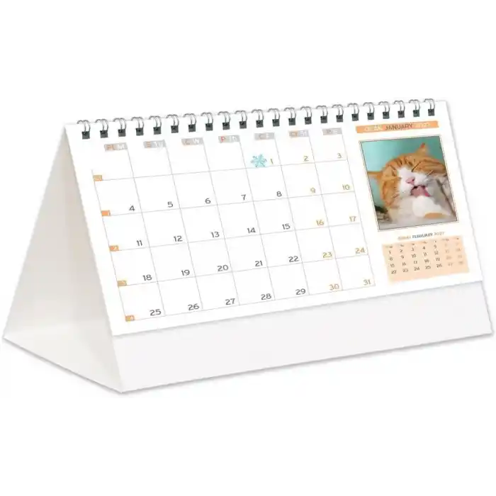 2027 Evcil Dostlarımız Piramit Masa Takvimi Masaüstü Takvim 21x17 cm
