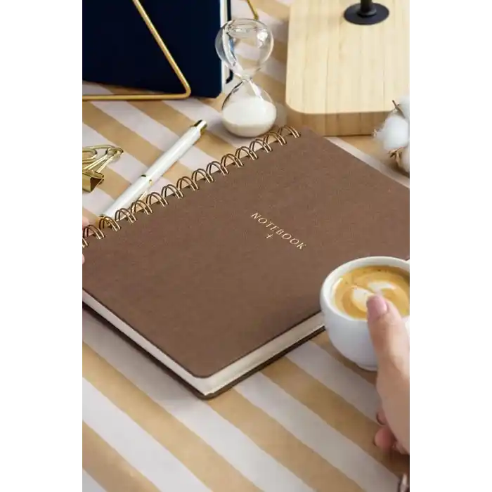 Matt Notebook A5 15x21 cm Spiralli Keten Not Defteri Kahverengi