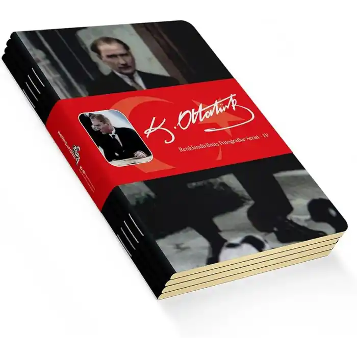 Retronote Atatürk Renklendirilmiş Fotoğraflar Defter Seti 4, Çizgisiz, 64 Sayfa, 10,5x14cm