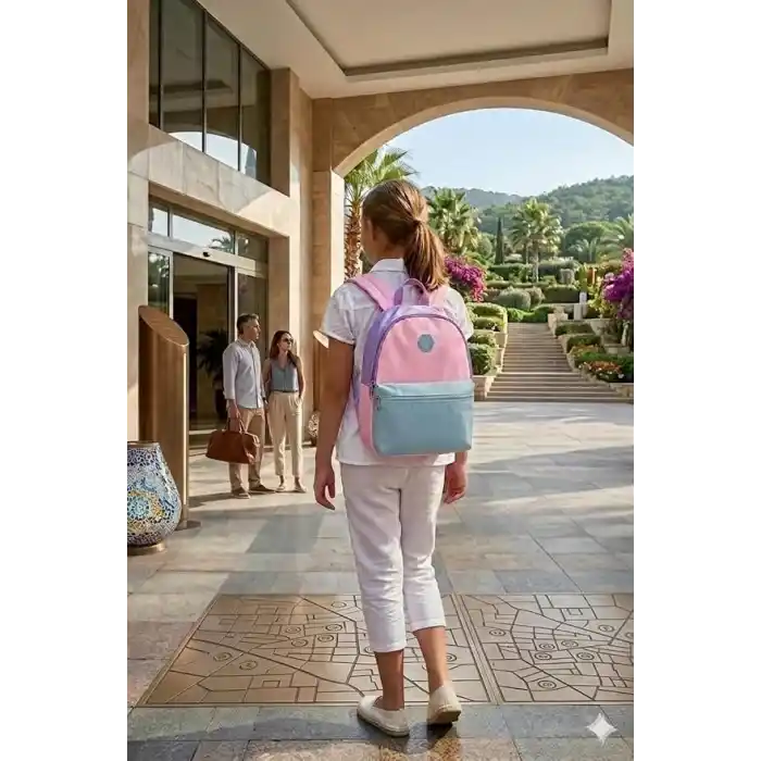 Üç Pastel Renkli Çocuk Sırt Çantası, Kız Çocuk Okul Çantası